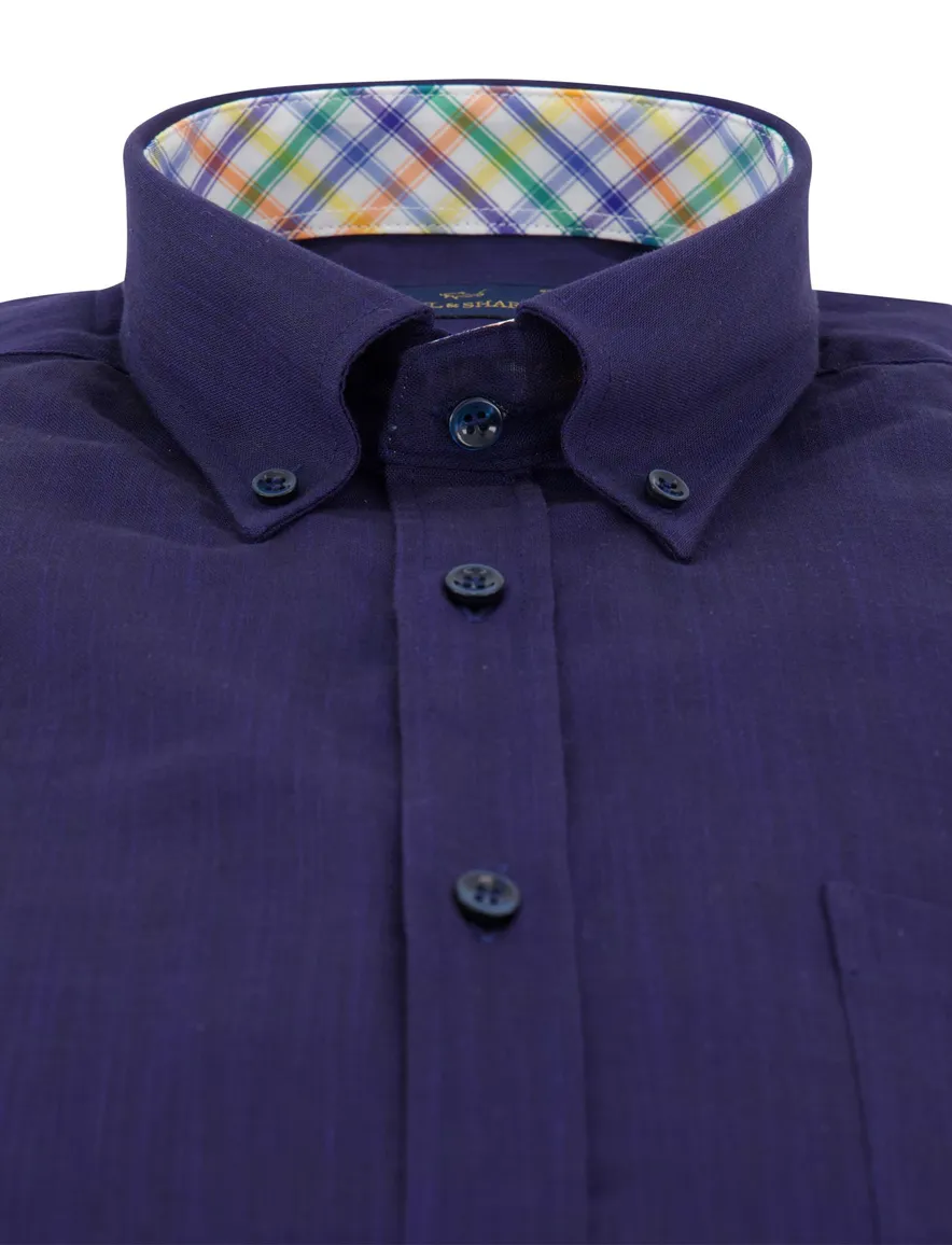 Paul & Shark overhemd donkerblauw borstzak gemêleerd