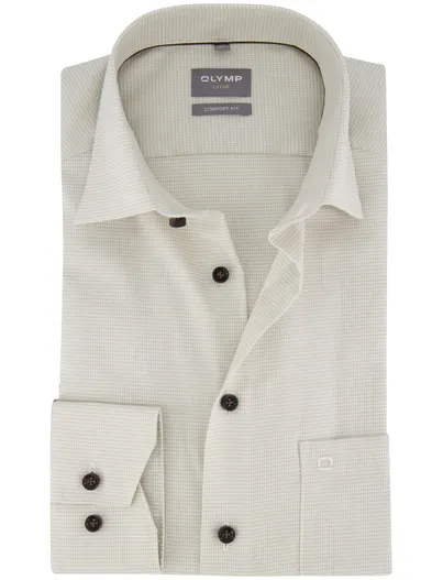 Olymp Olymp overhemd beige lange mouw