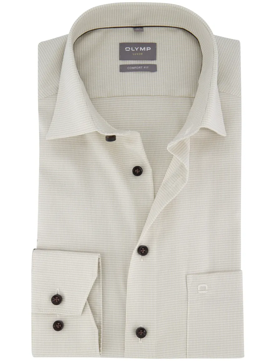Olymp overhemd beige met borstzak