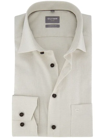 Olymp Olymp Shirt dress ml 5 beige met borstzak