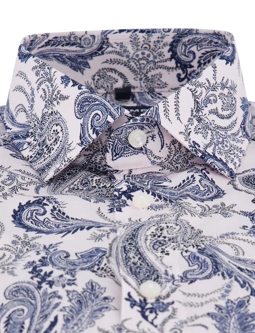 Olymp overhemd roze geprint witte knoop