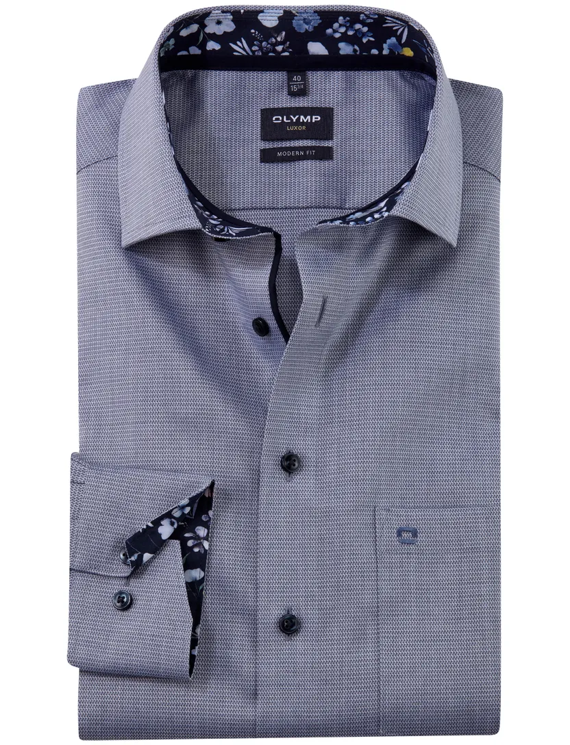 donkerblauw Olymp overhemd Modern Fit met borstzak