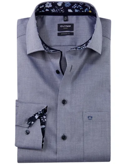 Olymp Olymp overhemd donkerblauw Modern Fit met borstzak