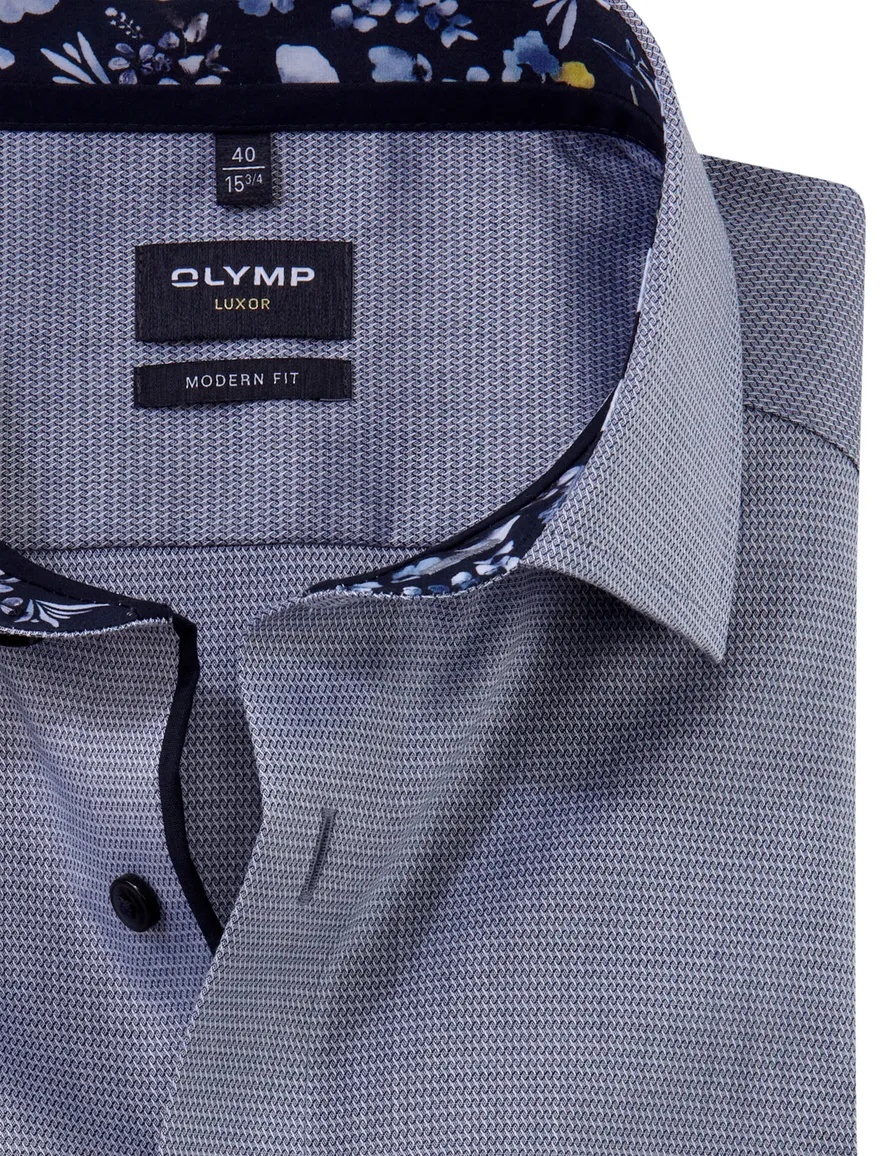 Olymp overhemd donkerblauw Modern Fit met borstzak