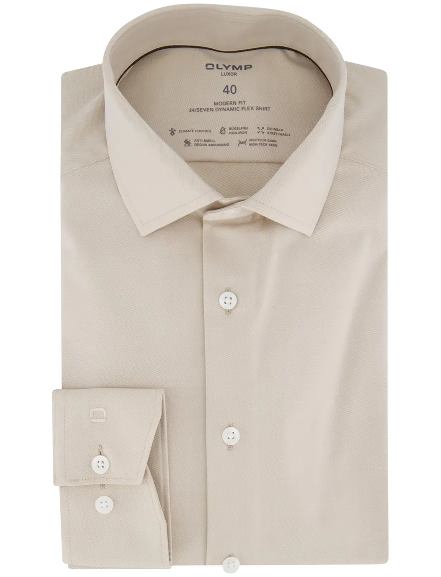 business overhemd beige Olymp Luxor Modern Fit