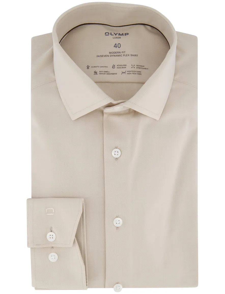 business overhemd beige Olymp Luxor Modern Fit