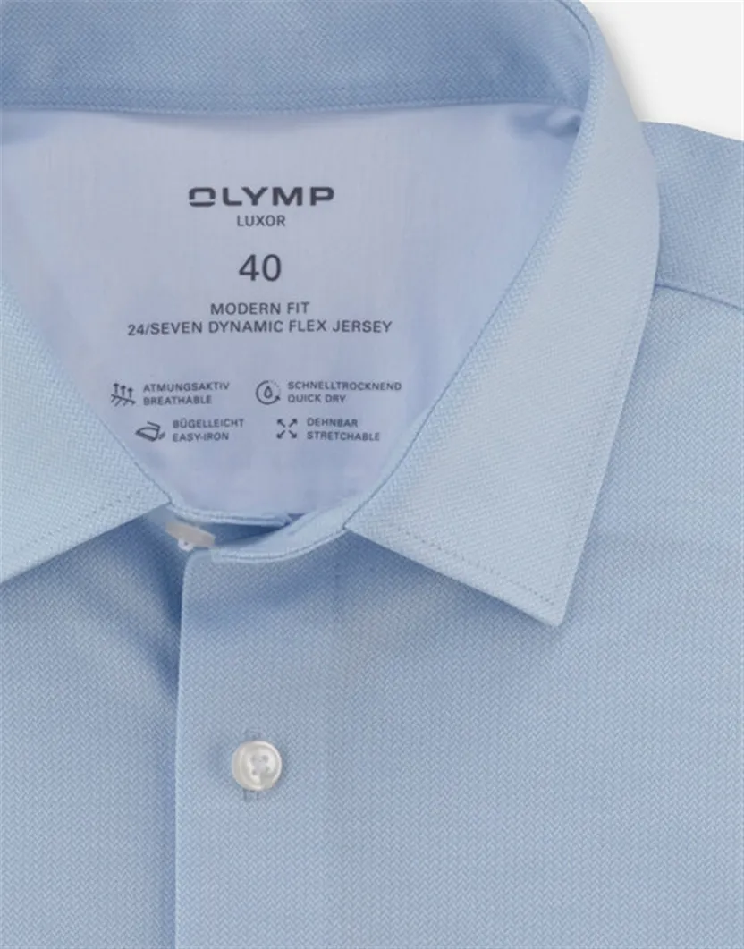 business overhemd Olymp Luxor 24/7 modern fit lichtblauw jersey