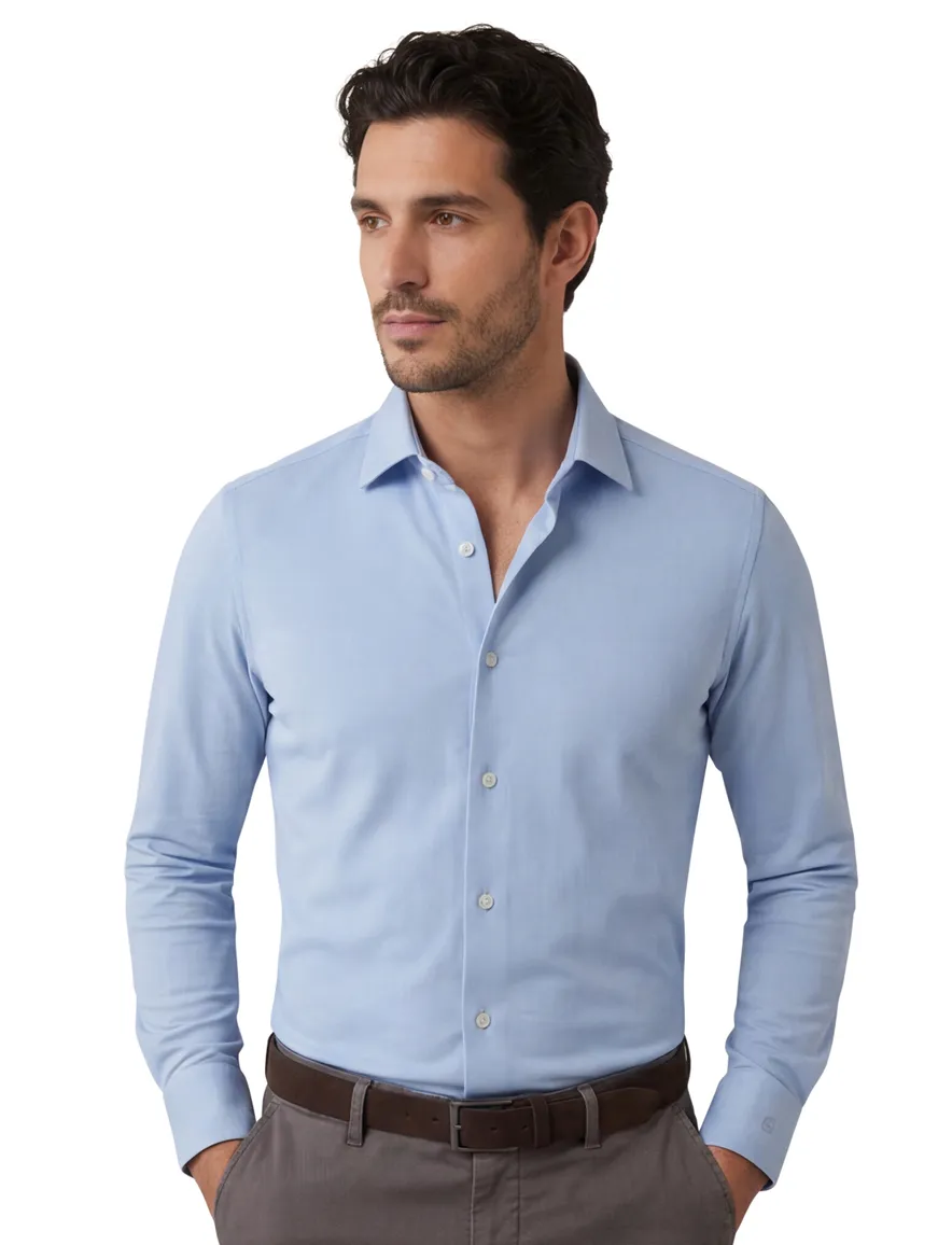 Olymp Luxor 24/7 modern fit business overhemd lichtblauw jersey