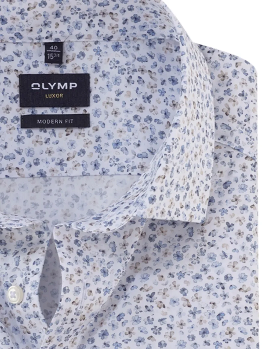charmant Olymp overhemd lichtblauw geprint Modern Fit