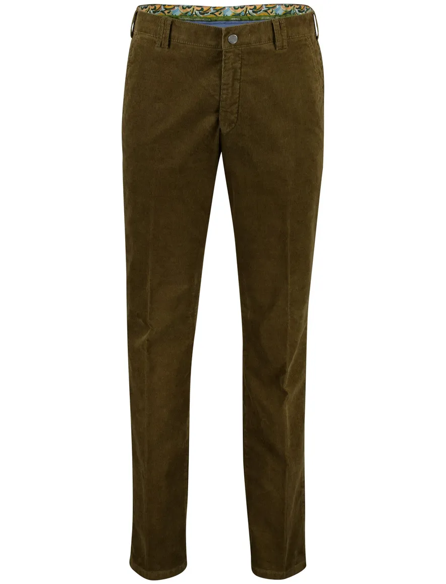 Meyer rio normale fit pantalon groen effen ribstof