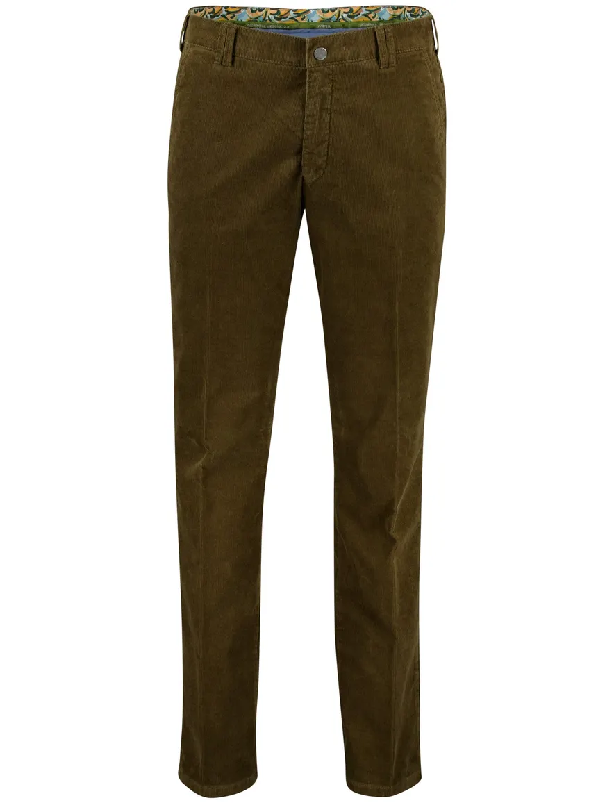 Meyer rio normale fit pantalon groen effen ribstof