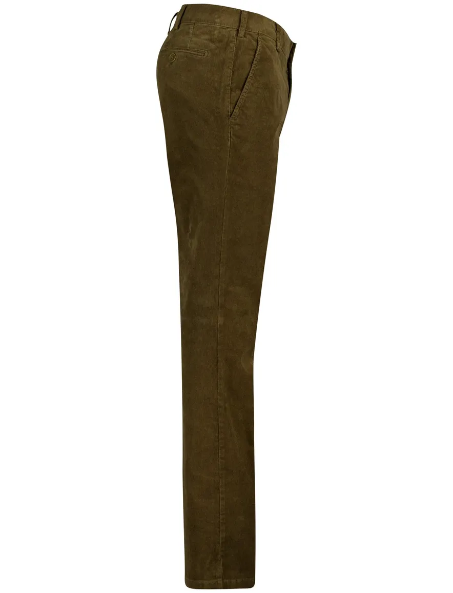 Meyer rio normale fit pantalon groen effen ribstof