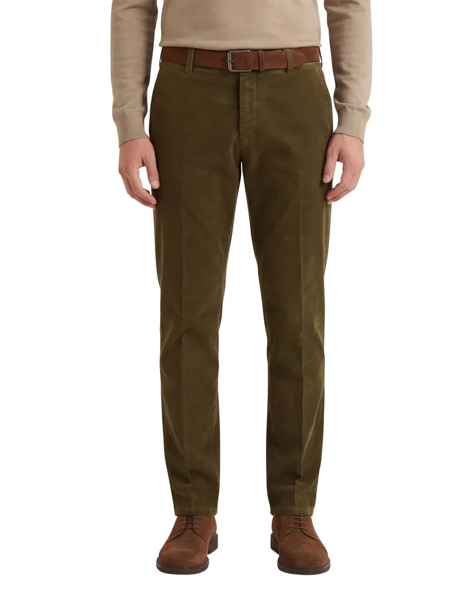 Meyer rio normale fit pantalon groen effen ribstof