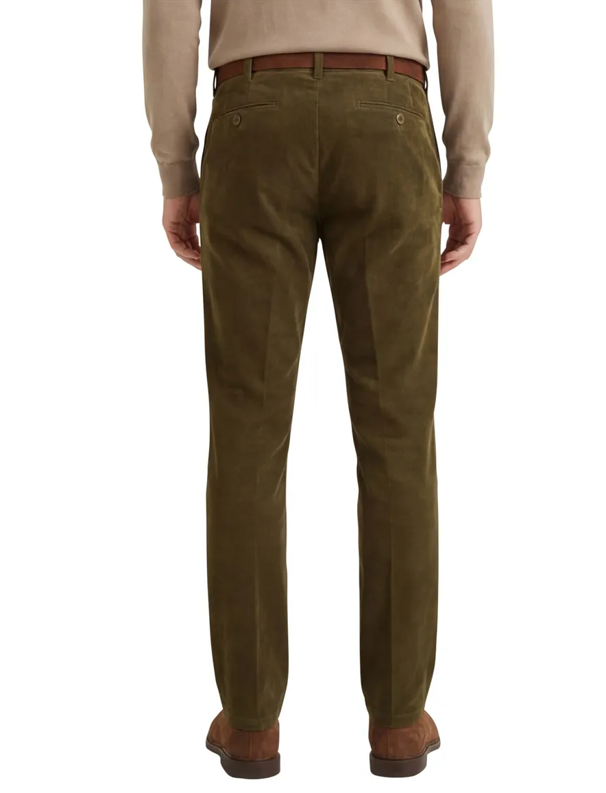 Meyer rio normale fit pantalon groen effen ribstof