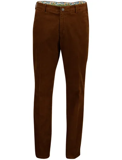Meyer Meyer Pantalon bruin effen rib