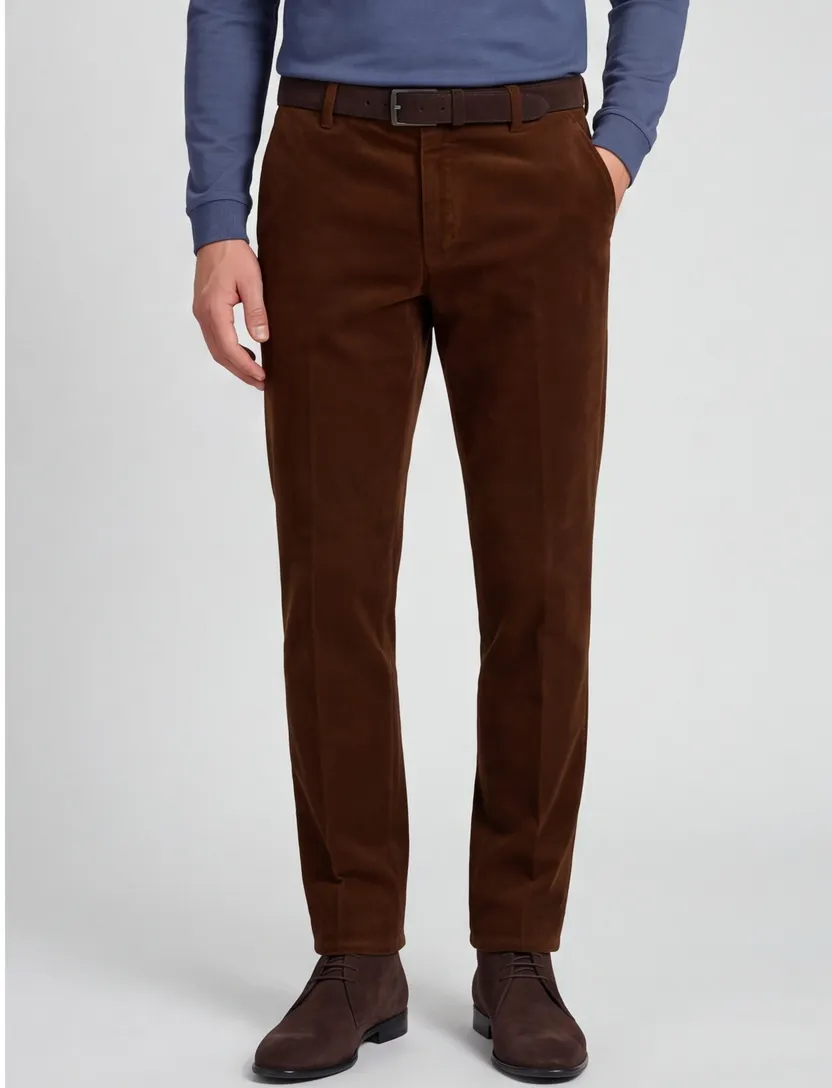 Meyer Pantalon bruin effen corduroy