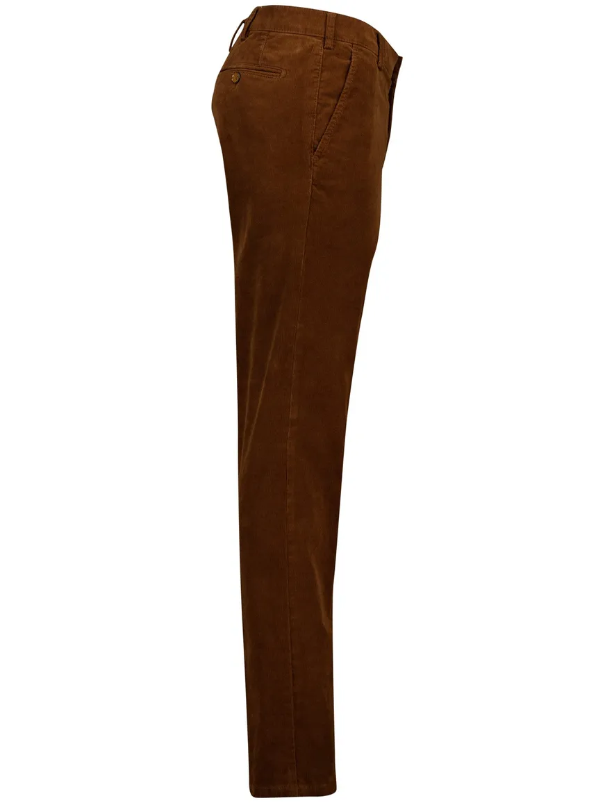 Meyer Pantalon bruin effen rib