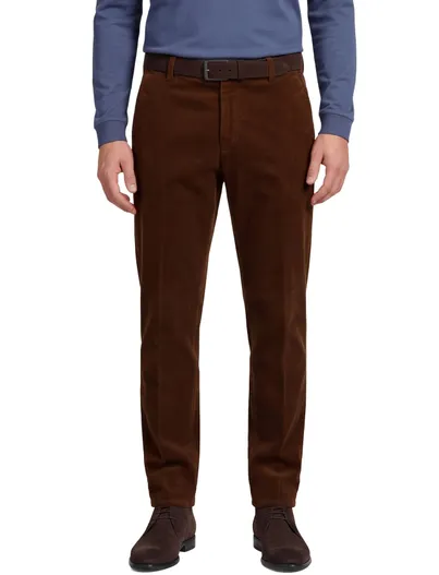 Meyer Meyer Pantalon bruin effen rib