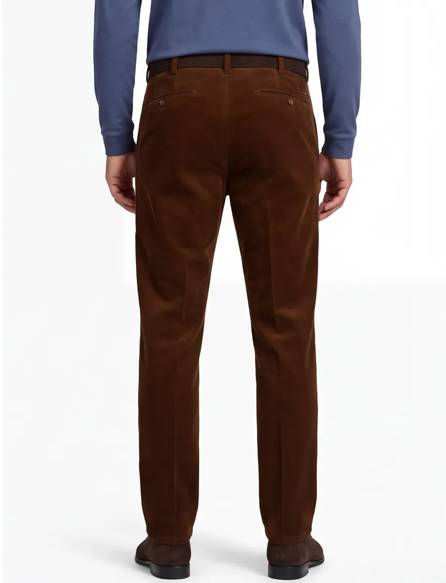 Meyer Pantalon bruin effen rib