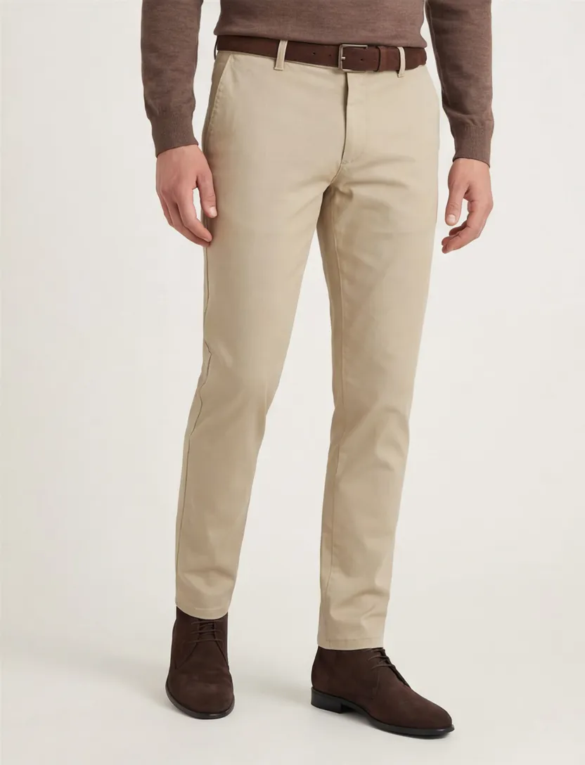 Meyer Pantalon beige perfect fit katoen
