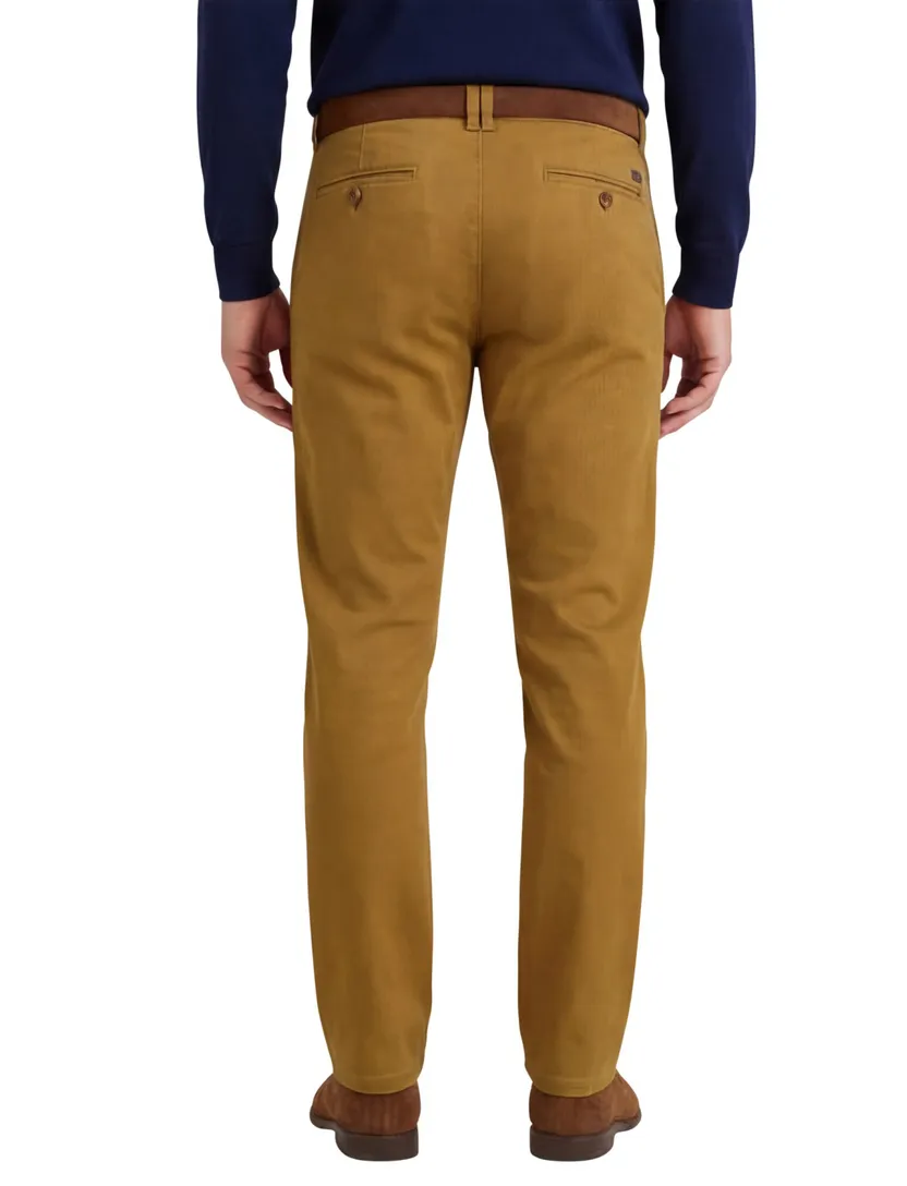 Meyer chino camel effen katoen