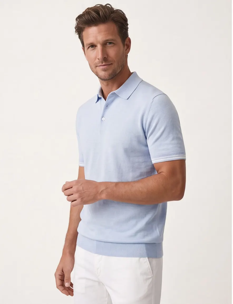 Gentiluomo polo lichtblauw gemeleerd