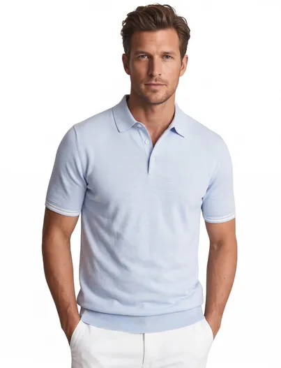 Gentiluomo Gentiluomo polo lichtblauw gemeleerd