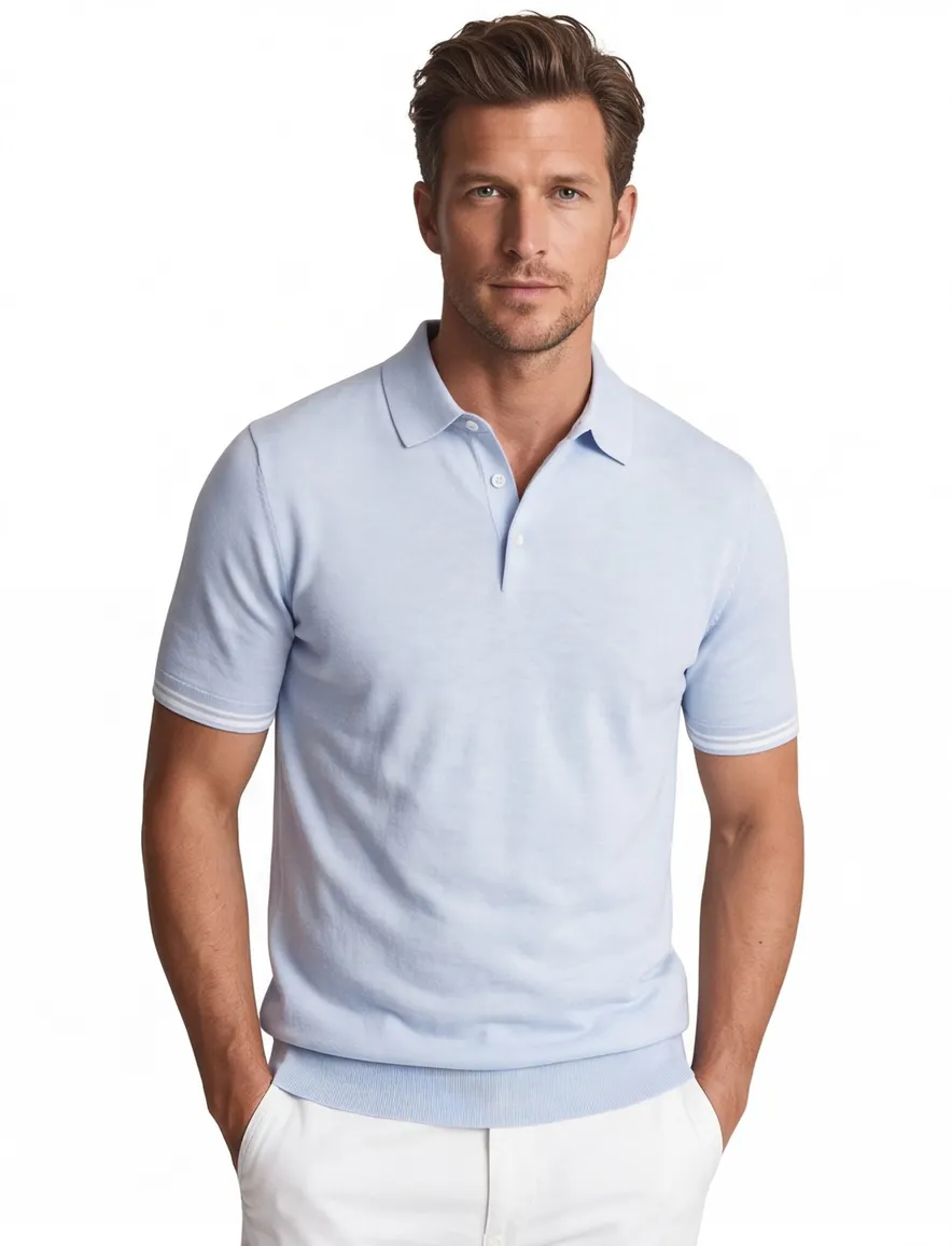 Gentiluomo polo lichtblauw gemeleerd