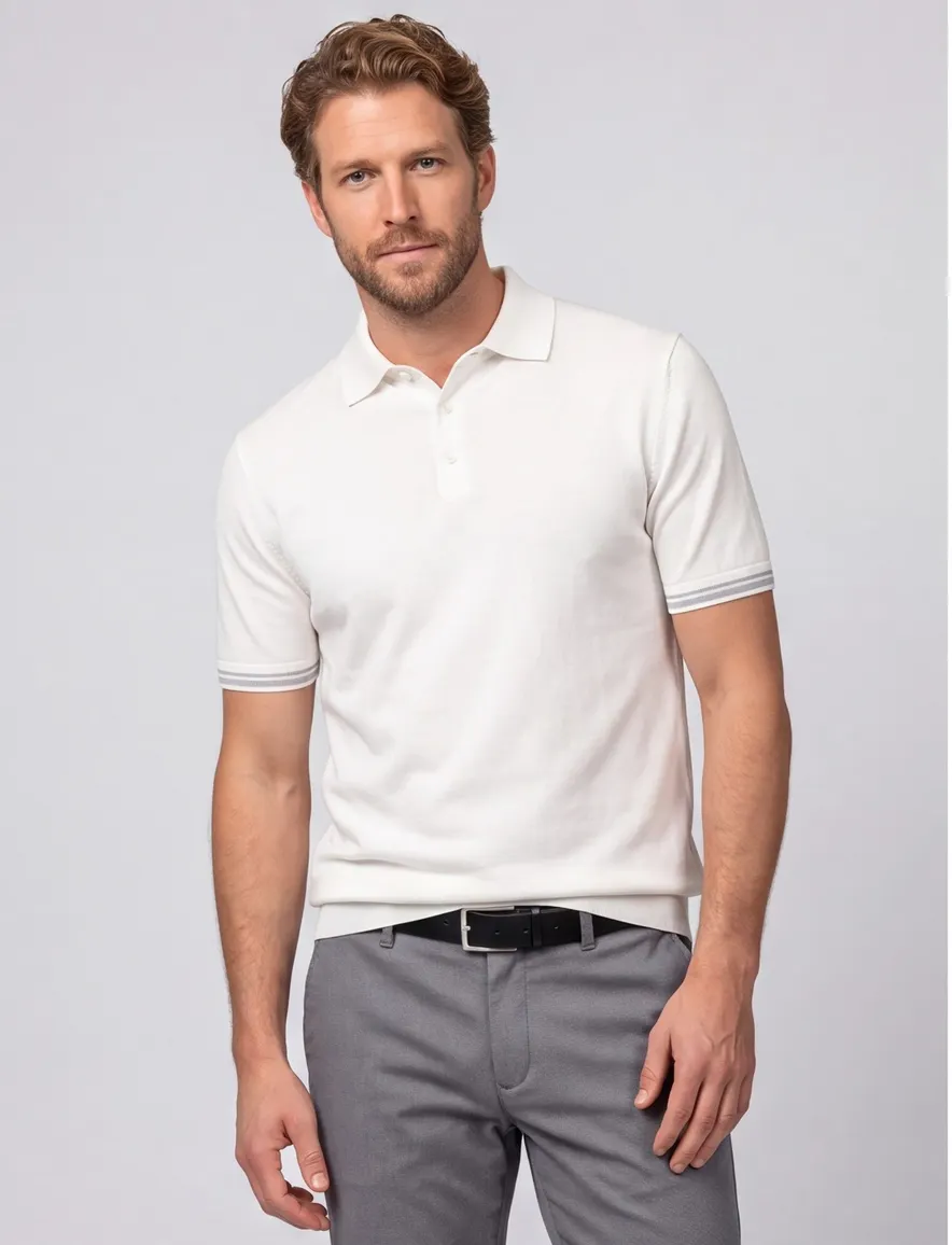 Gentiluomo poloshirt korte mouw off white effen