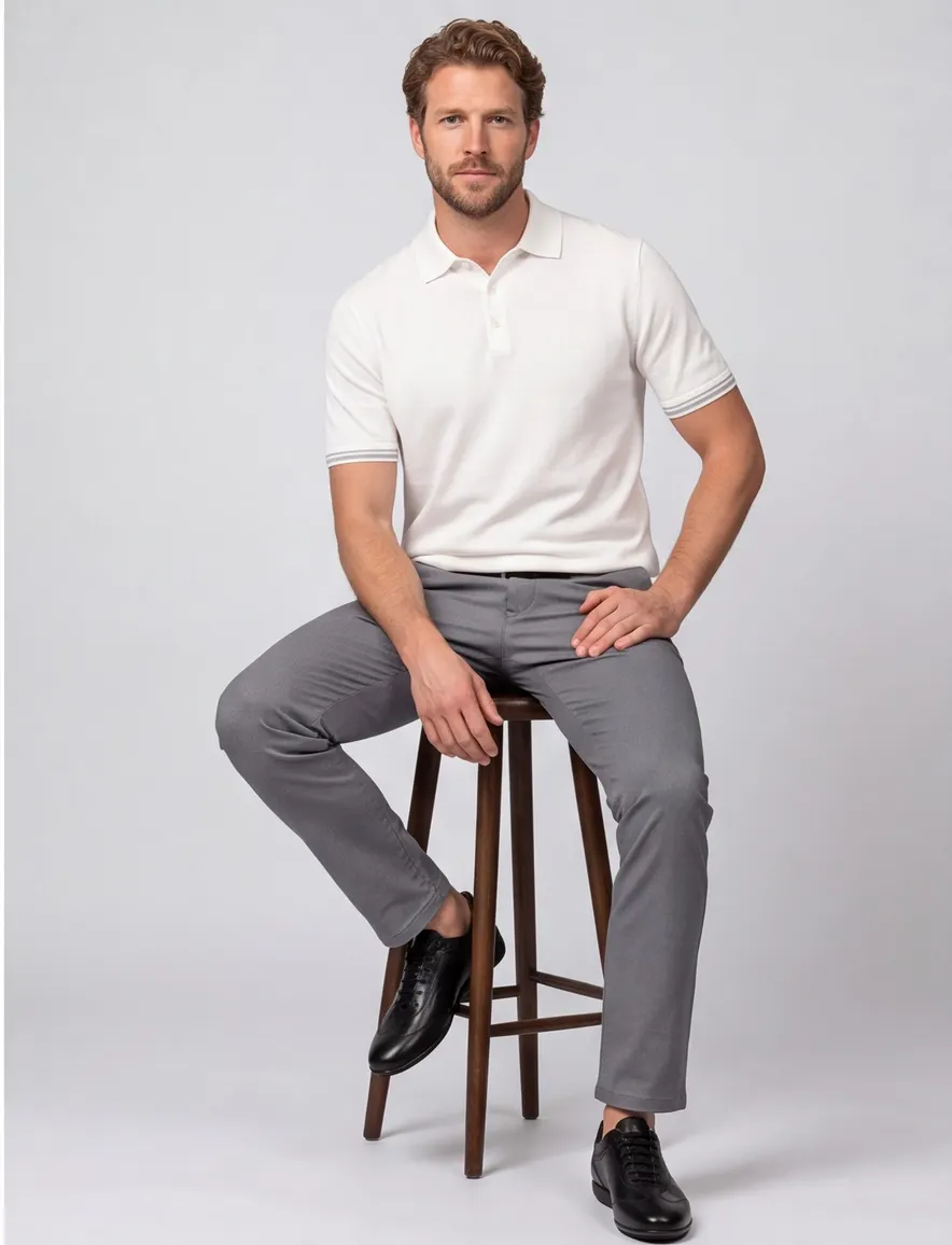 Gentiluomo poloshirt korte mouw off white effen