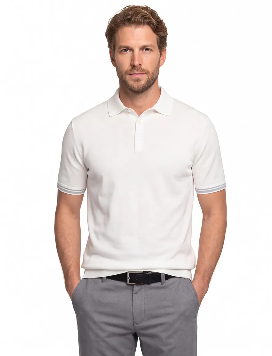 Gentiluomo poloshirt korte mouw off white effen