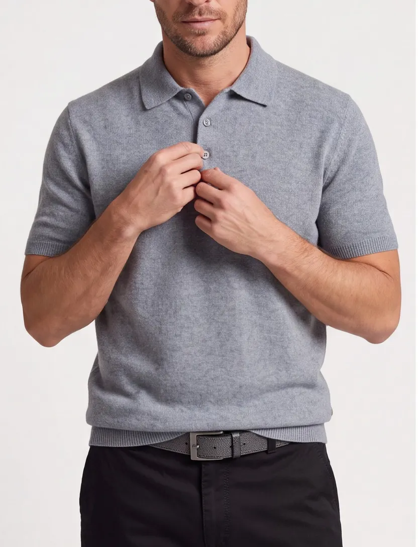 normale fit Gentiluomo polo grijs structuur