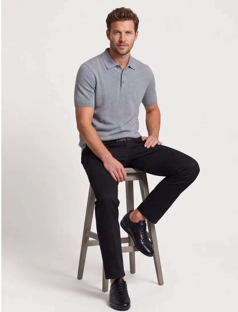 normale fit Gentiluomo polo grijs structuur
