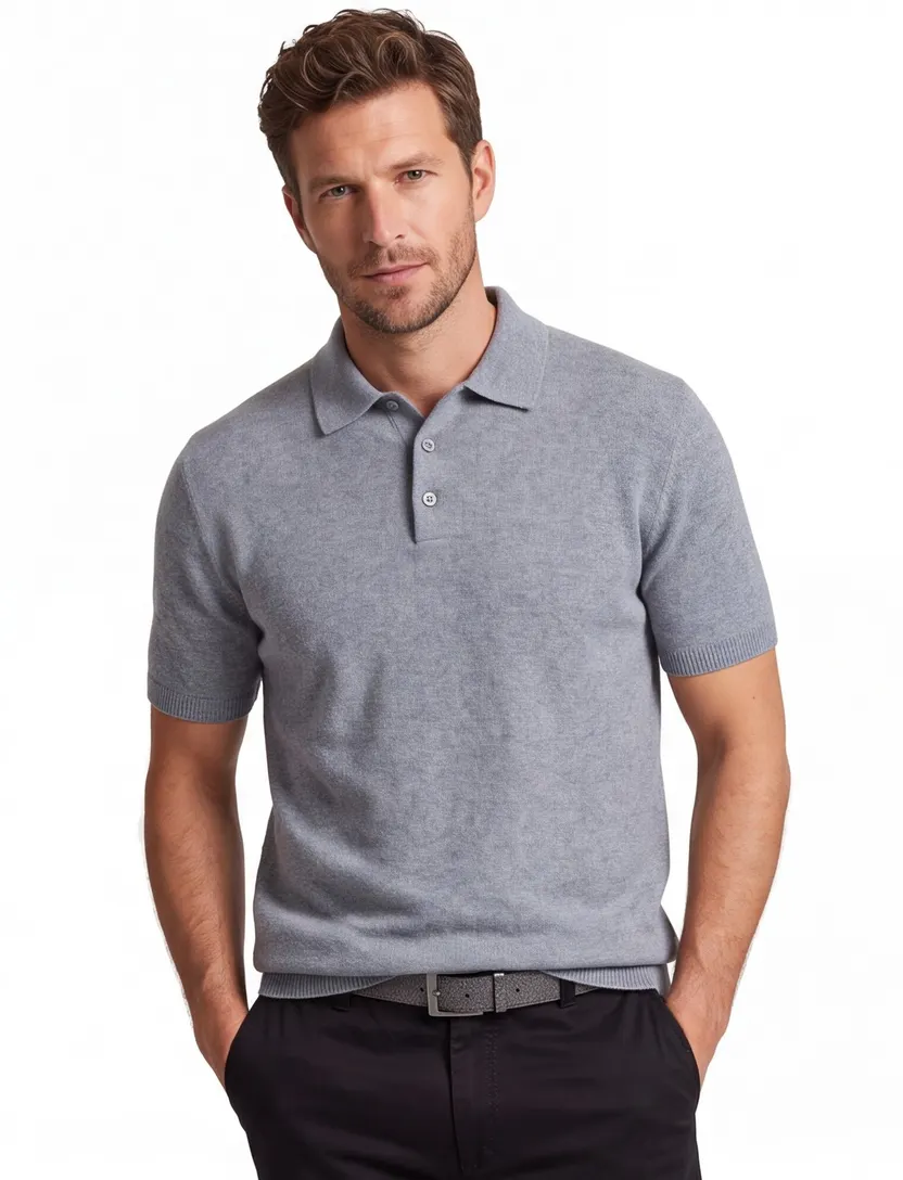 normale fit Gentiluomo polo grijs structuur