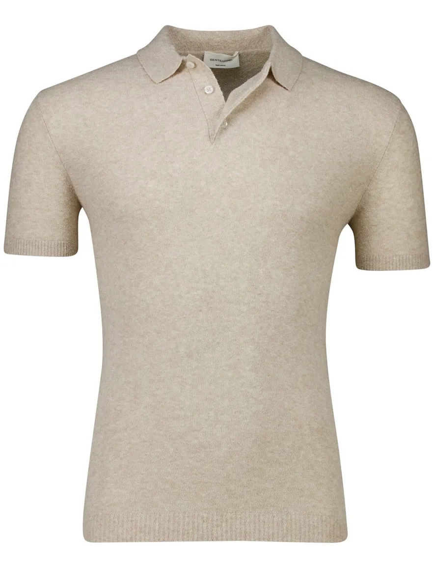 Gentiluomo poloshirt beige normale fit katoen gemeleerd