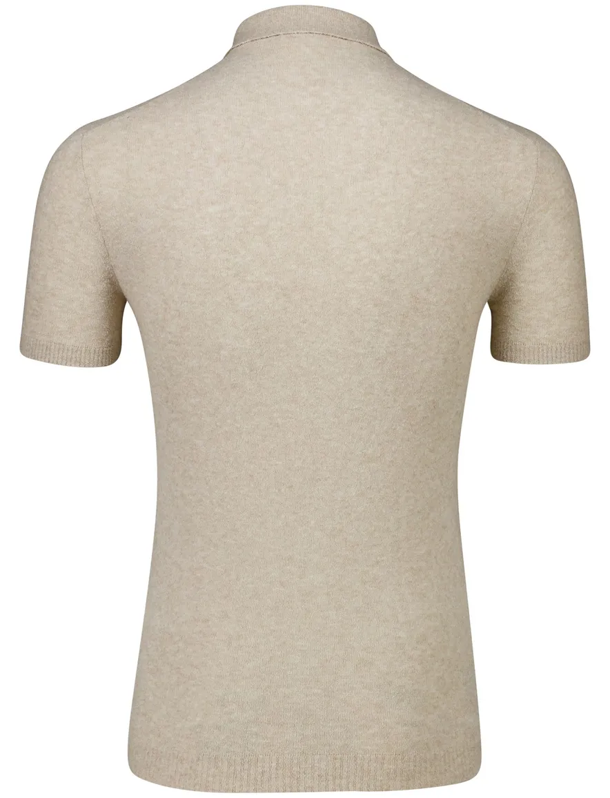 Gentiluomo poloshirt beige normale fit katoen gemeleerd