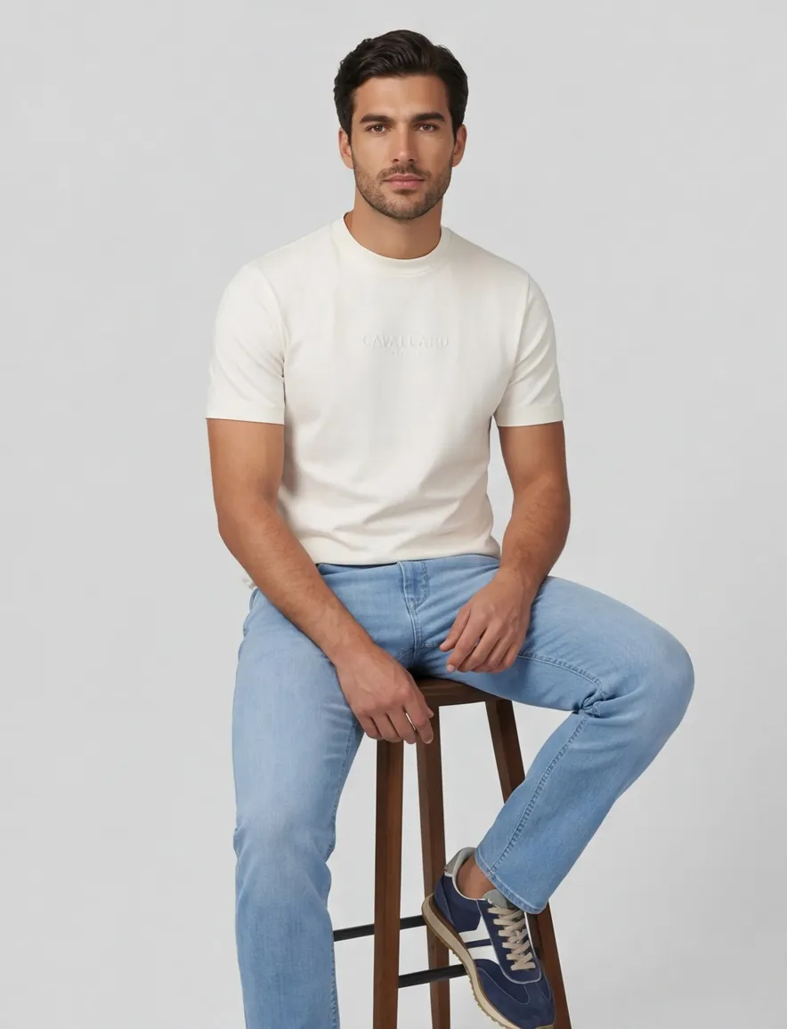 Gentiluomo T-shirt ronde hals ecru