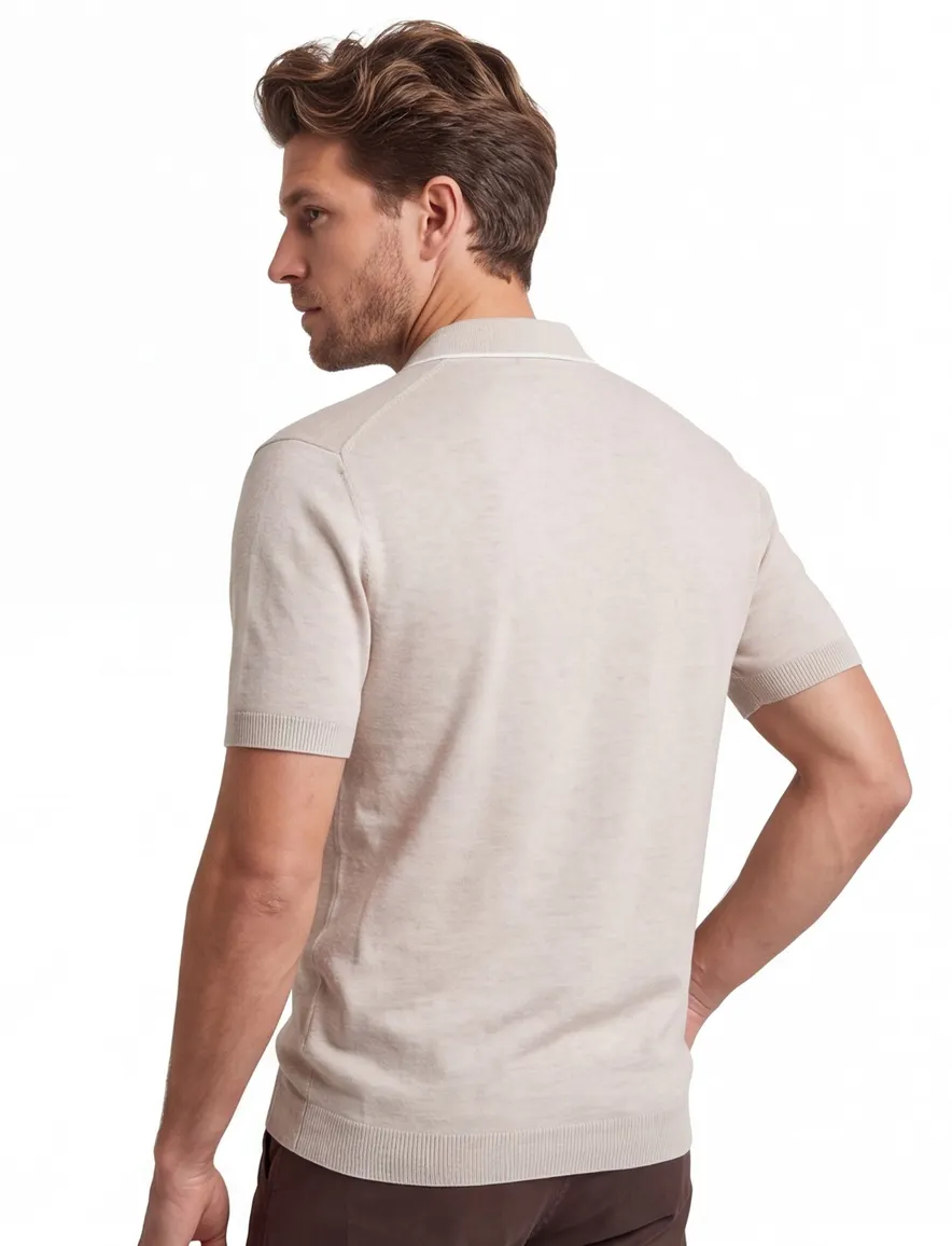 Gentiluomo poloshirt korte mouw beige gemêleerd