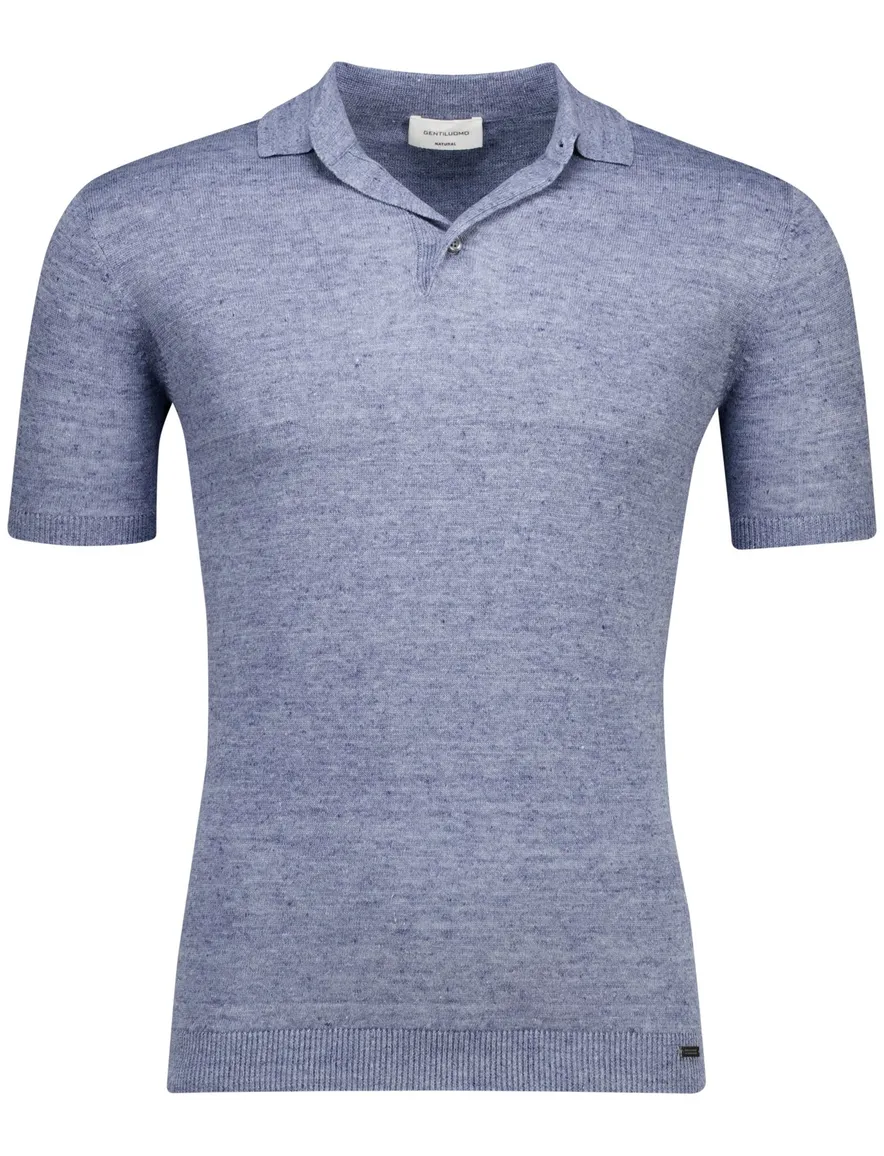 Gentiluomo polo blauw gemêleerd korte mouw