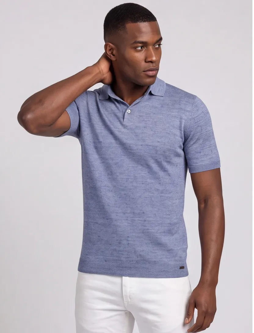 Gentiluomo polo blauw gemêleerd nylon