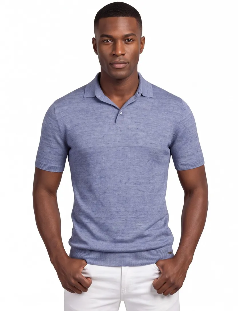 Gentiluomo polo blauw gemêleerd nylon