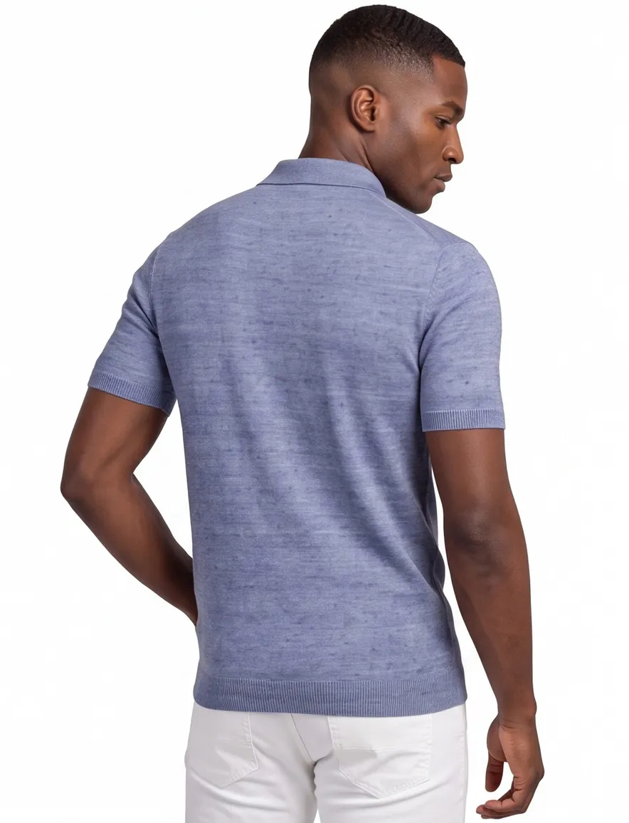 Gentiluomo polo blauw gemêleerd korte mouw