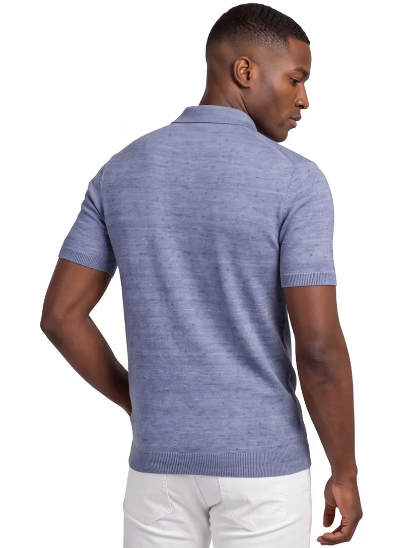 Gentiluomo polo blauw gemêleerd nylon