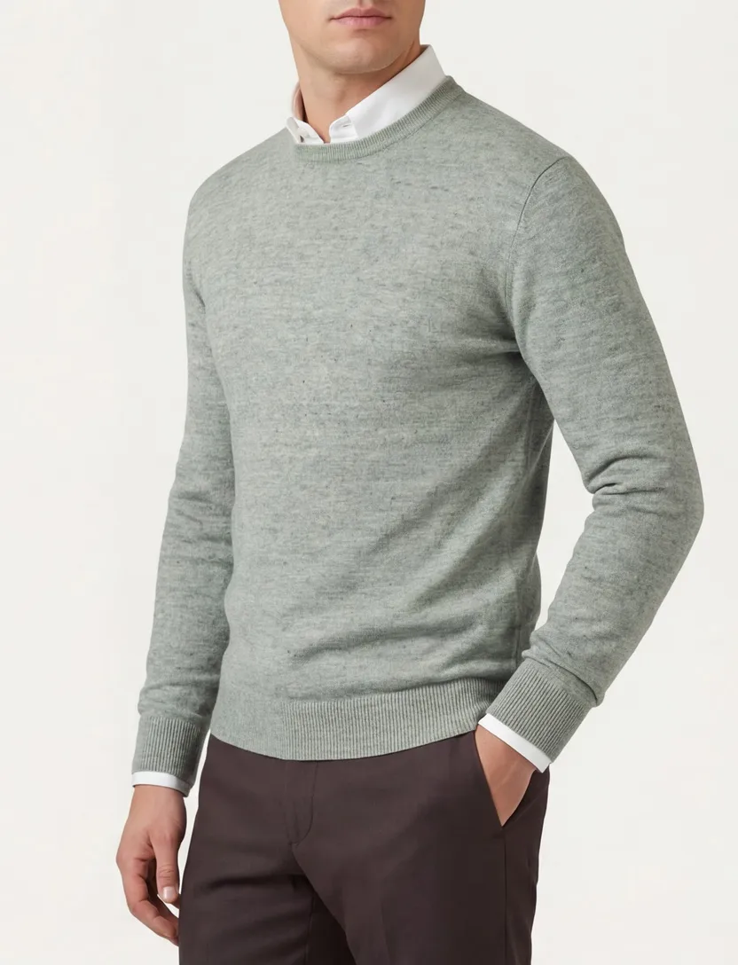 Gentiluomo trui groen gemêleerd regular fit