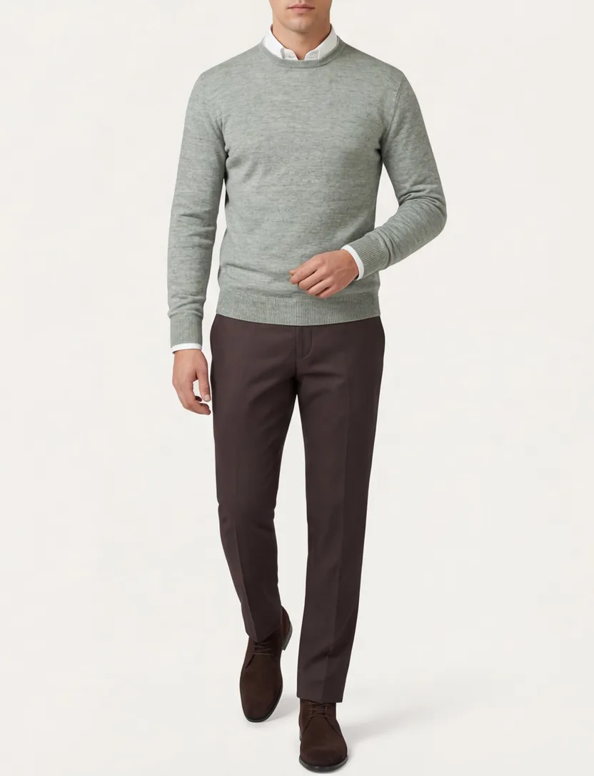 Gentiluomo trui groen gemêleerd regular fit