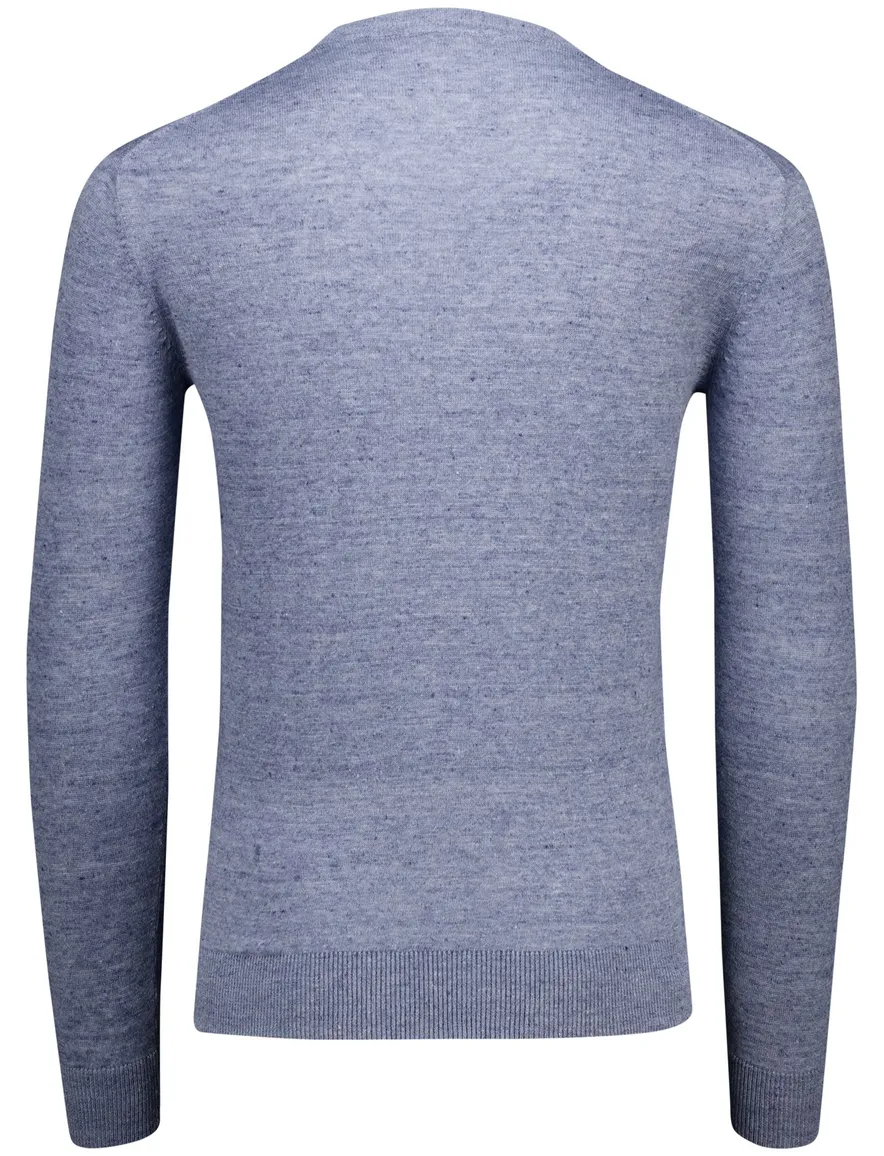 Gentiluomo trui blauw regular fit gemêleerd met boord