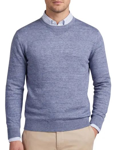 Gentiluomo Gentiluomo trui blauw regular fit gemêleerd met boord