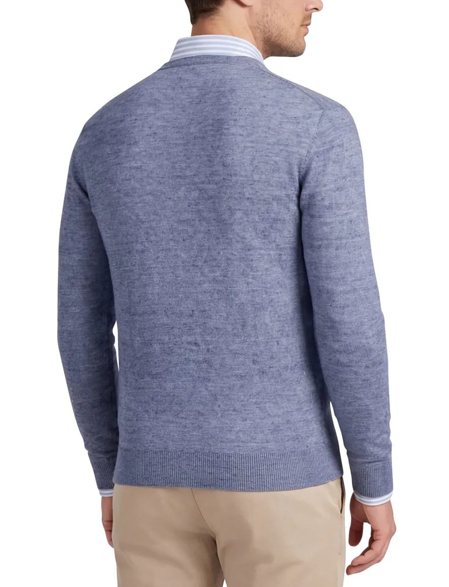 Gentiluomo trui blauw regular fit gemêleerd met boord