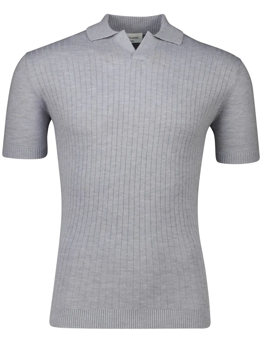 Gentiluomo poloshirt grijs effen normale fit structuur