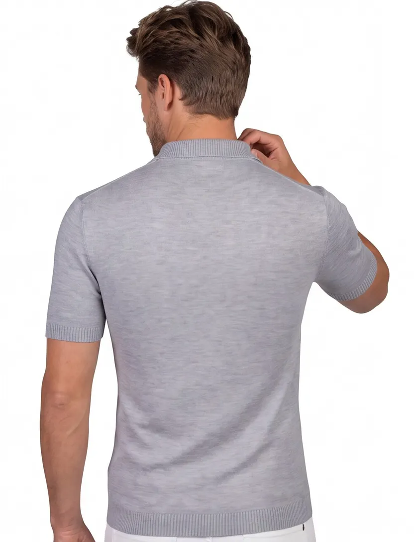 katoenen Gentiluomo poloshirt grijs effen normale fit